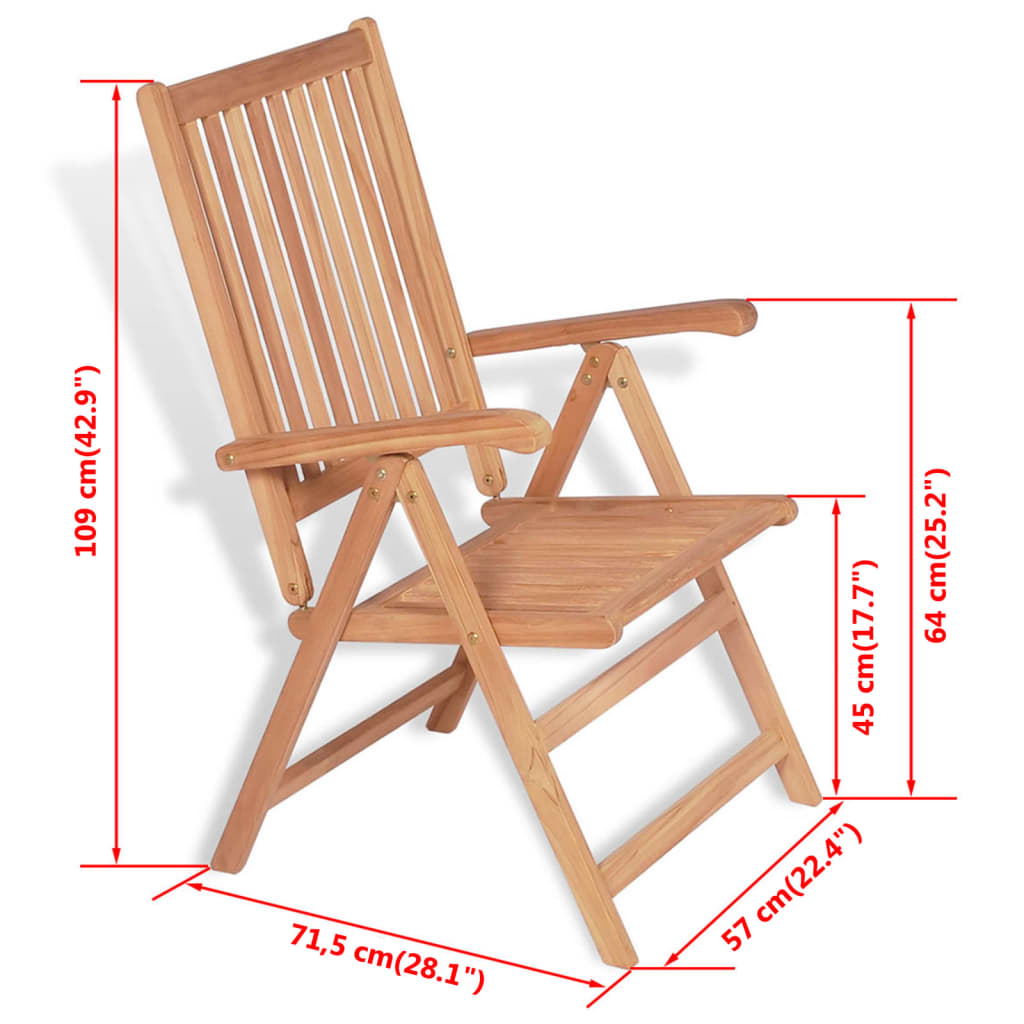 Verstellbare Gartenstühle 2 Stk. Massivholz Teak
